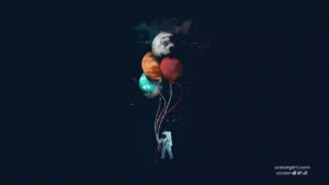 抽象空间绘画 宇航员与气球的奇妙插画-COSERYYDS