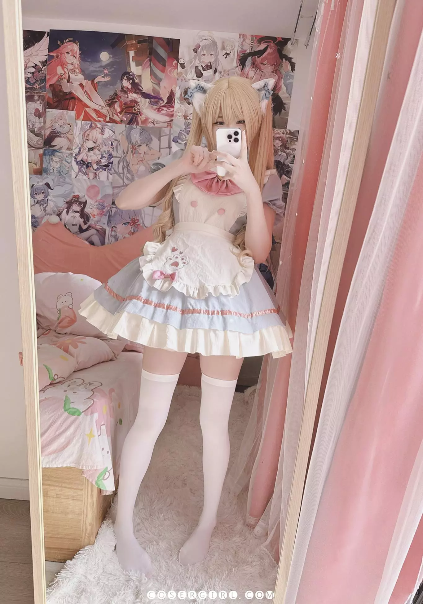 Misa呆呆 ねこメード 写真下载 – 白丝膝袜猫娘女仆 (19P1V)-coseryyds